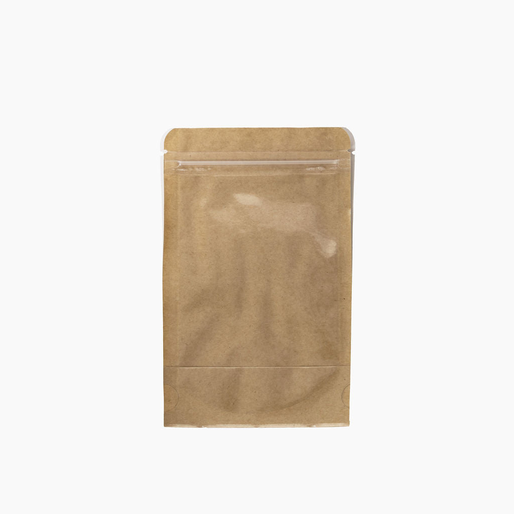 Pochette Kraft à fermeture ZIP, 1 face totalement transparente,10x15+6cm