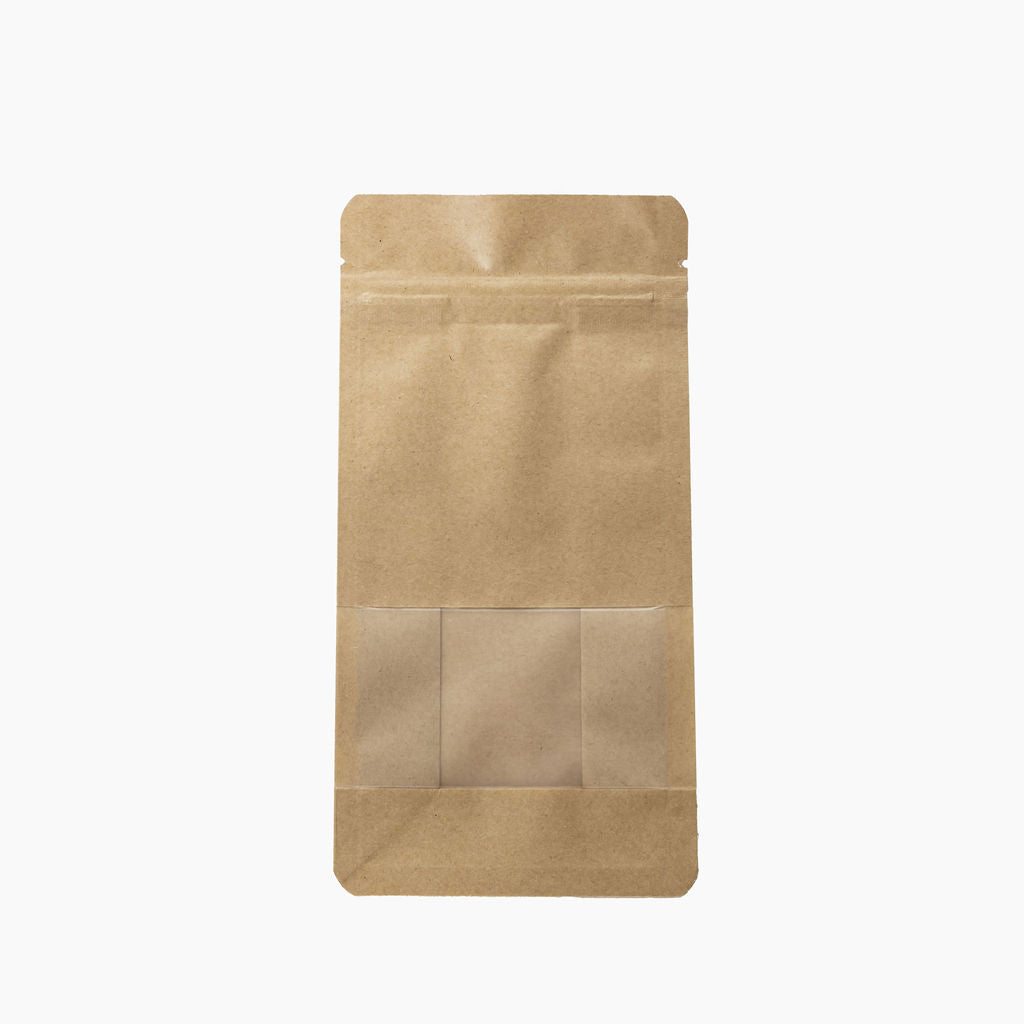 Pochette Kraft fond plat à fermeture ZIP avec fenêtre, 10x20+6cm