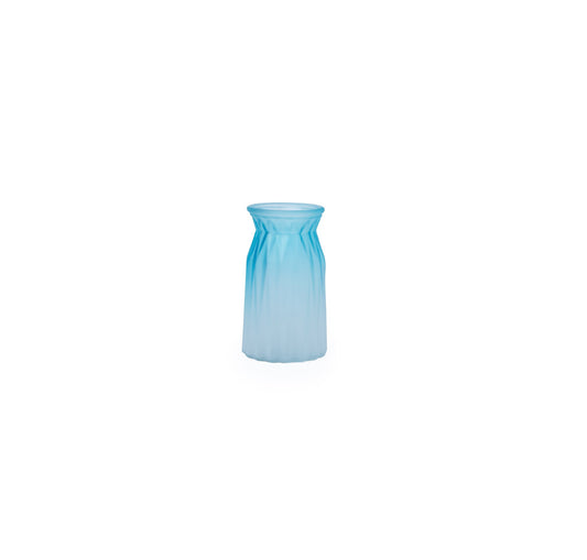 Vase opaque bicolore turquoise blanc 7,5xH.15cm