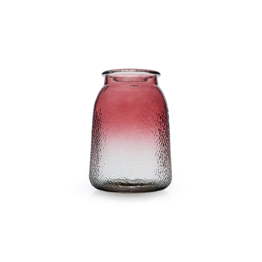 Vase bicolore fuschia transparent 9xH.18cm