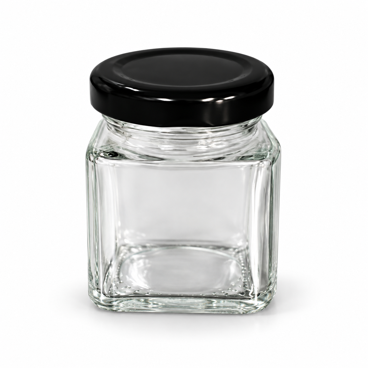 Pot carré en verre 4,5x5,5cm (50ml) + couvercle noir
