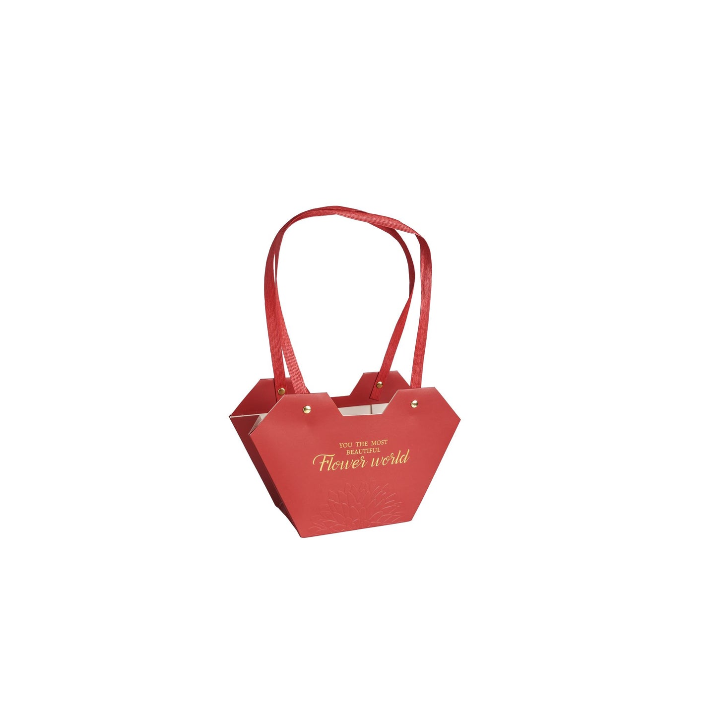 Sac pour composition florale rouge a anse 23cm x 15cm x 9cm