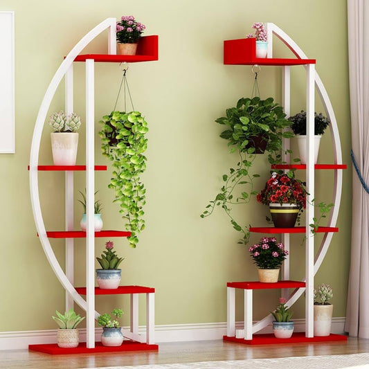 Etagere pour Plantes en Forme de Demi-Lune 155x50x30cm (structure blanche + tabl