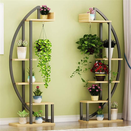 Etagere pour Plantes en Forme de Demi-Lune 155x50x30cm (structure antharcite + t