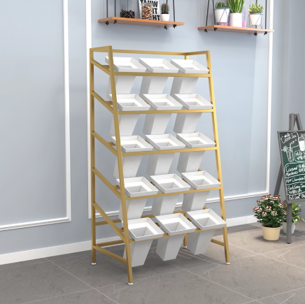 Presentoirs de fleurs structure Or + avec 15 supports blanc bouquet 180x56x75 cm