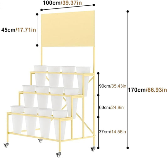 Presentoir fleur structure Or + 12 supports bouquet blanc (100x170cm)
