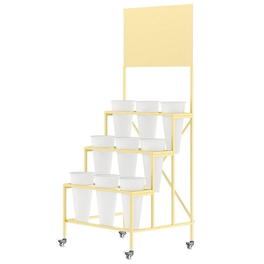 Presentoir fleur structure Or + 9 supports bouquet blanc (75x170cm)