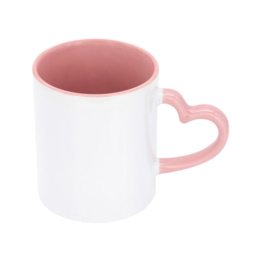 Mug interieur et  poignee coeur rose AAA - 11oz