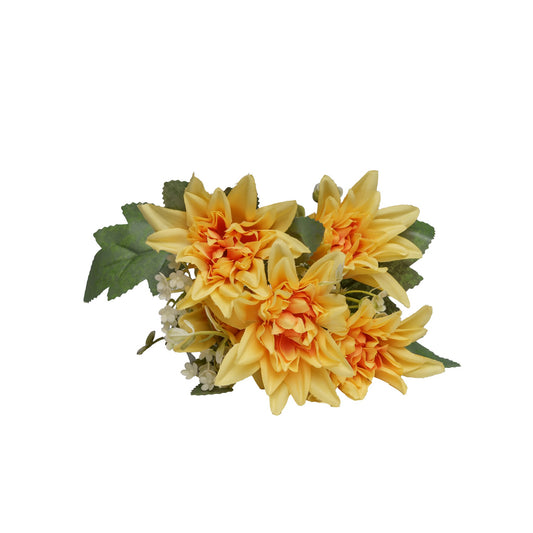 Bouquet de dahlia jaune artificielle