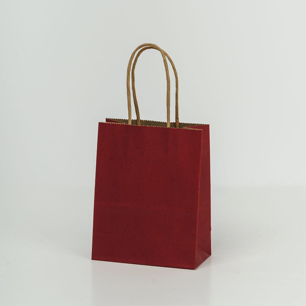 Sacs kraft poignees torsadees Rouge L.12 x l.6 x H.15cm
