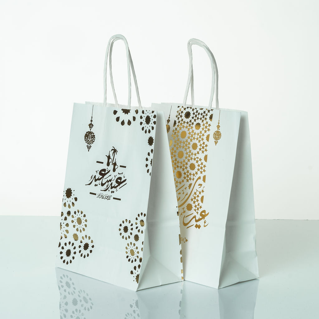 Sac Kraft blanc motifs EID L.16x8x22cm