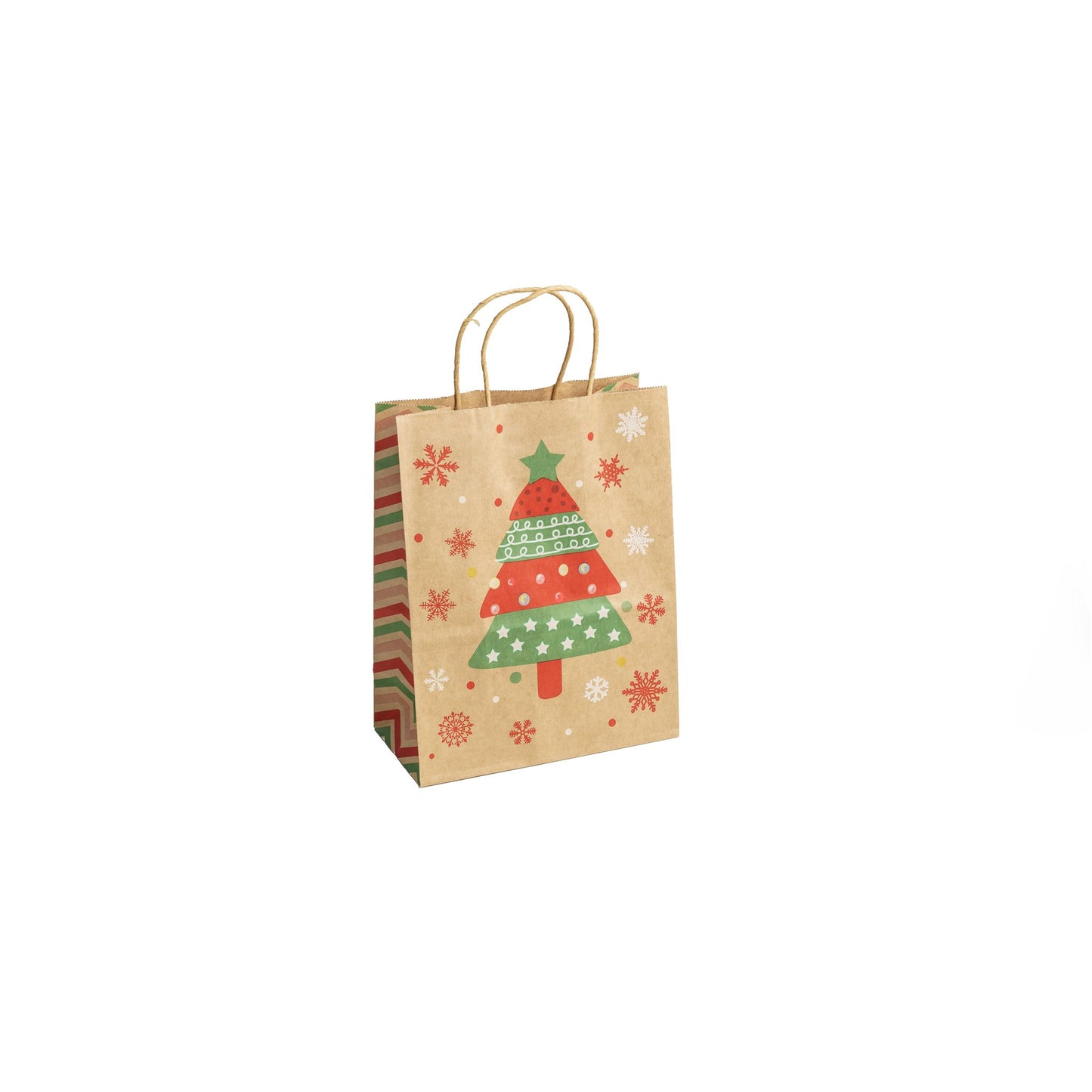 Sacs Kraft poignées torsadées motifs Noël L. 27 x 21 x 11cm