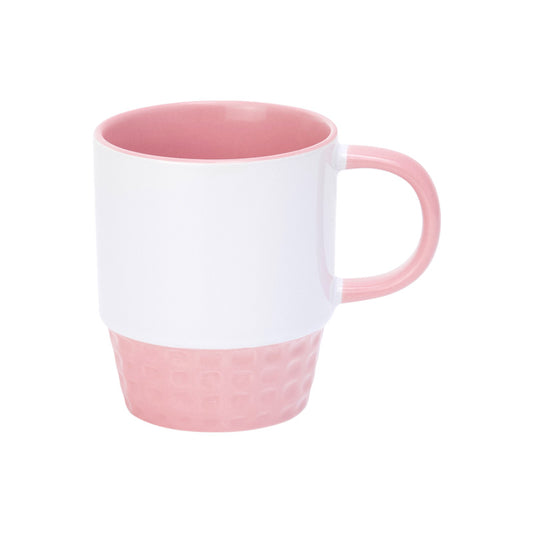 Tasse empilable interieur, basse et  poignee rose AAA - 10oz