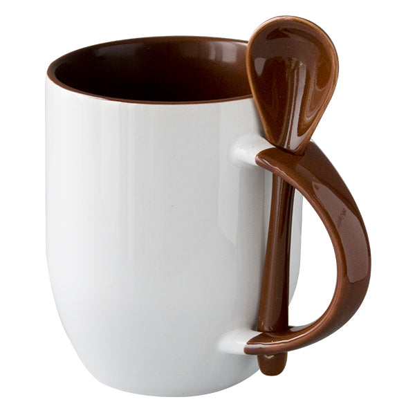 Mug avec cuillere interieur et  poignee chocolat AAA - 12oz