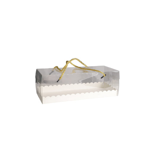Boite transparente  avec poignees cordelettes 9,5x11x27,5cm