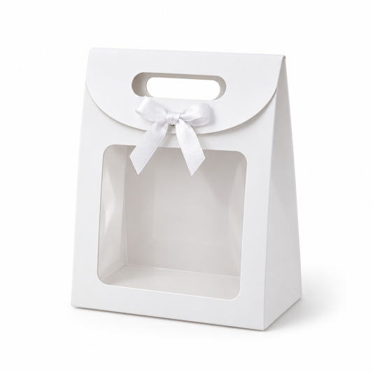 Boîte cadeau en carton blanc avec fenêtre transparente et poignée intégrée - 12