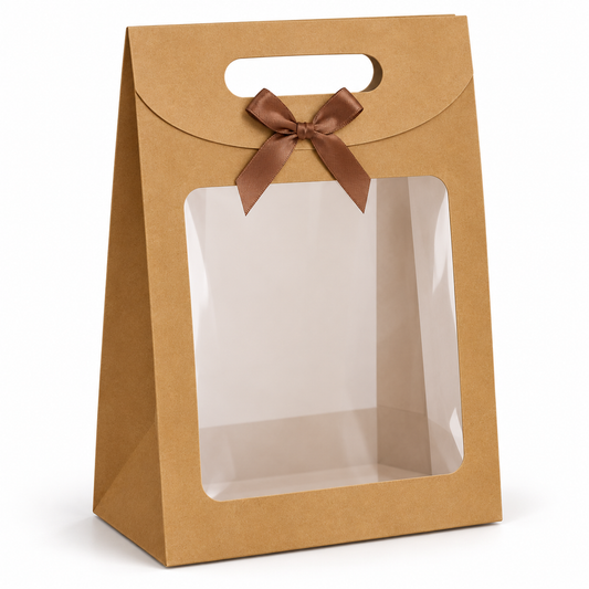 Boîte cadeau en carton kraft avec fenêtre transparente et poignée intégrée - 14