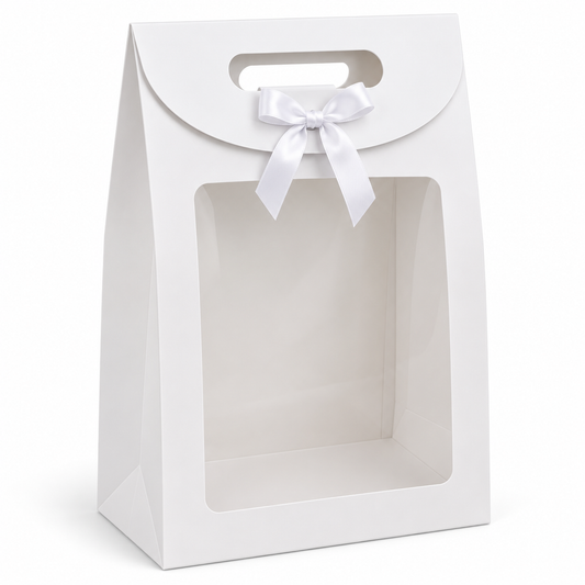 Boîte cadeau en carton blanc avec fenêtre transparente et poignée intégrée - 16