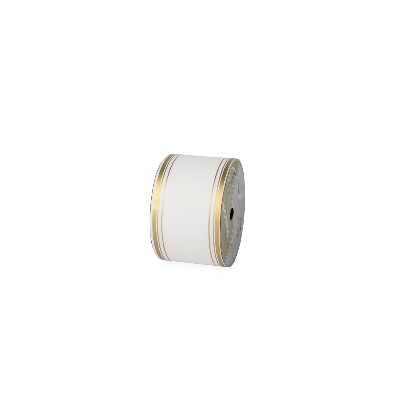 Ruban deuil blanc avec decors or 7,2cmx50m