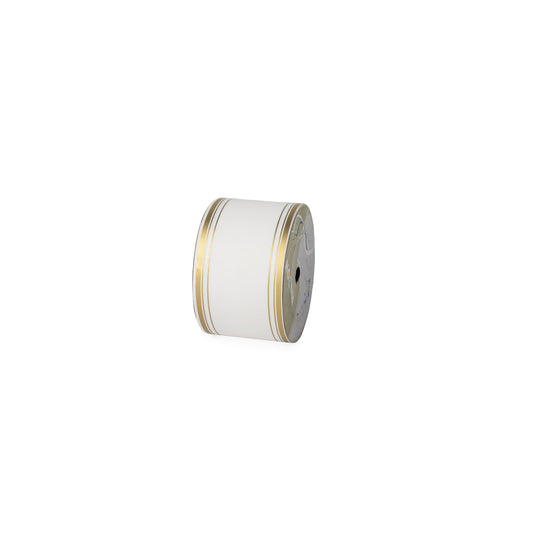 Ruban deuil blanc avec decors or 7,2cmx50m