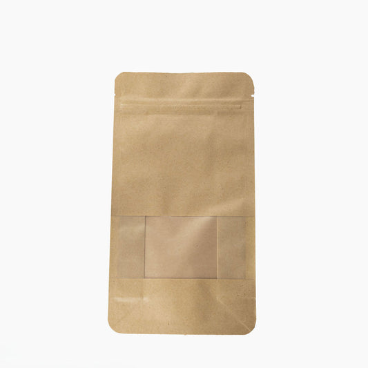 Pochette Kraft fond plat a fermeture ZIP avec fenêtre, 12x22+6cm