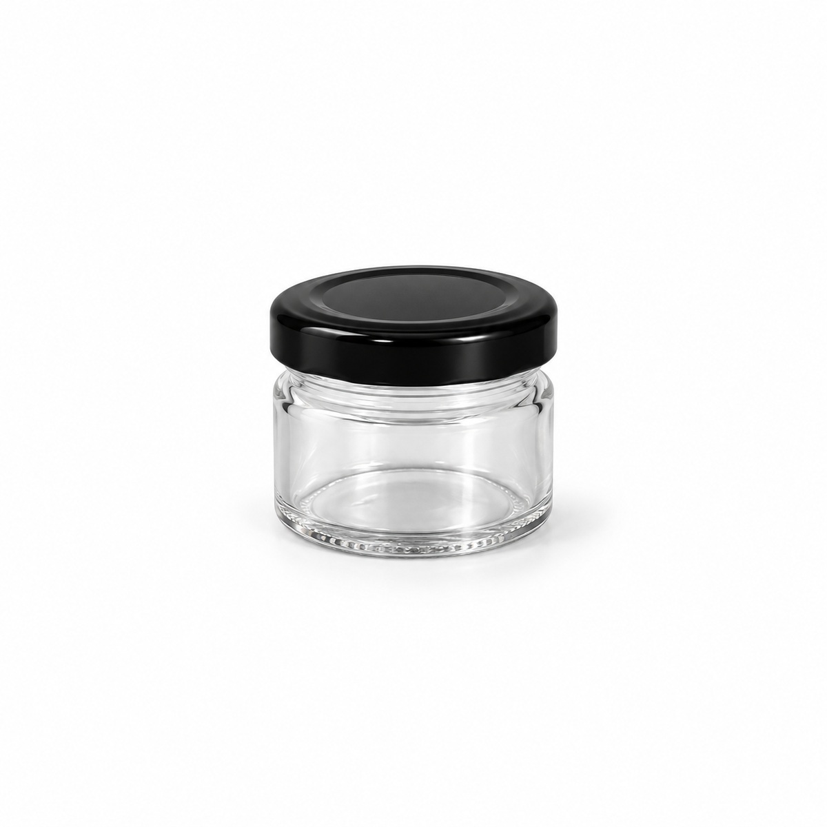 Pot en verre 4,8x4,5cm (50ml) + couvercle noir