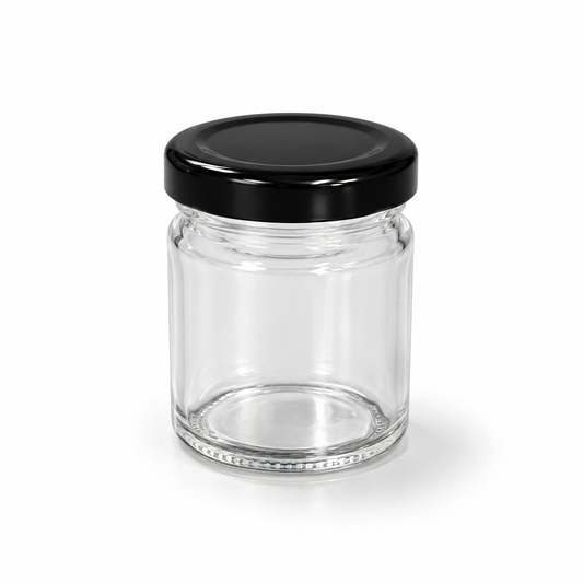 Pot en verre 6,5x9,2cm (240ml) + couvercle noir