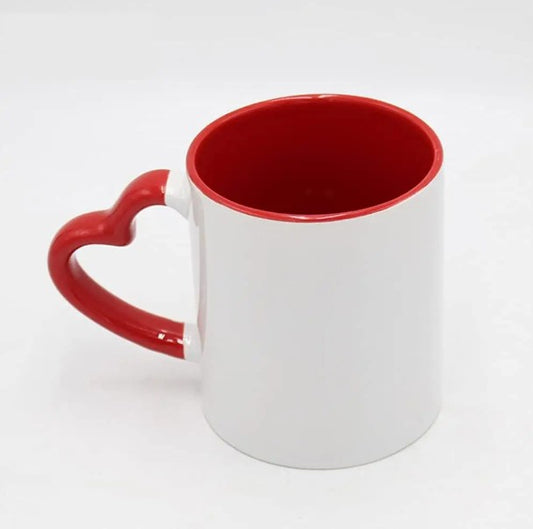 Mug interieur et  poignee coeur rouge AAA - 11oz