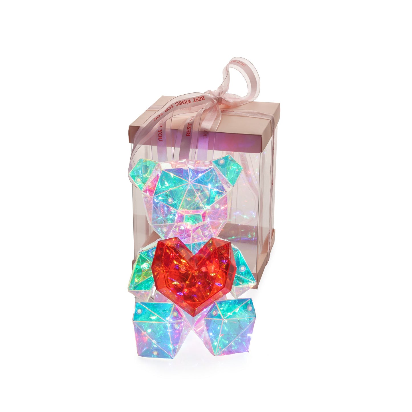 Ourson avec coeur lumineux 14x13x17cm