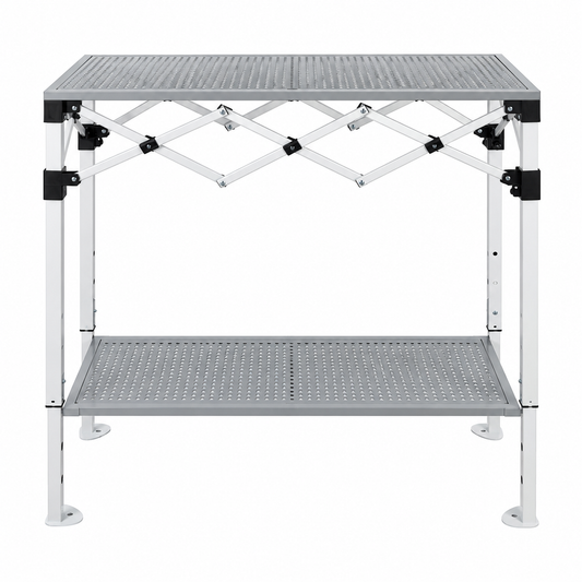 Table pliante à plateau perforé avec étagère inférieure - 40 × 95 × 100 cm