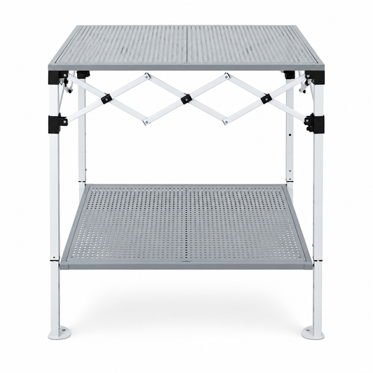 Table pliante à plateau perforé avec étagère inférieure - 70 × 95 × 100 cm