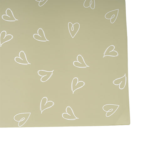 Feuilles de film vert motif coeur 57x56cm