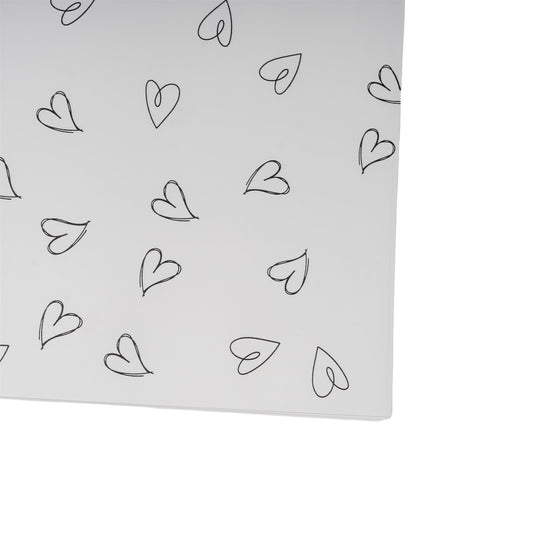 Feuilles de film blanc motif coeur 57x56cm