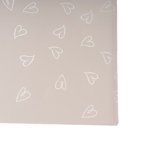 Feuilles de film ecru motif coeur 57x56cm