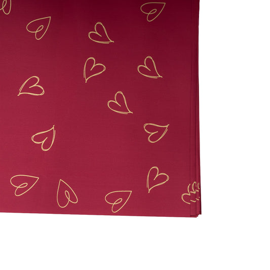 Feuilles de film bordeau motif coeur 57x56cm