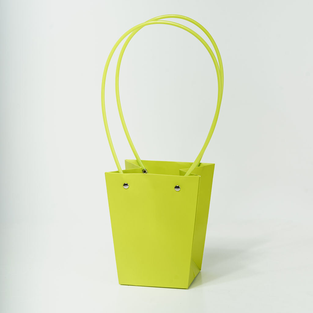 Sacs PVC Vert avec anse,   13cm x 9,5cm x 15,5cm