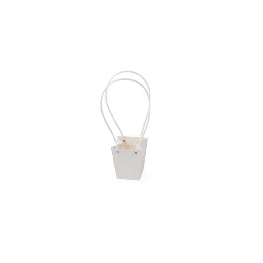 Sacs en carton  Blanc avec anse PVC,   9cm x 6,5cm x 10cm