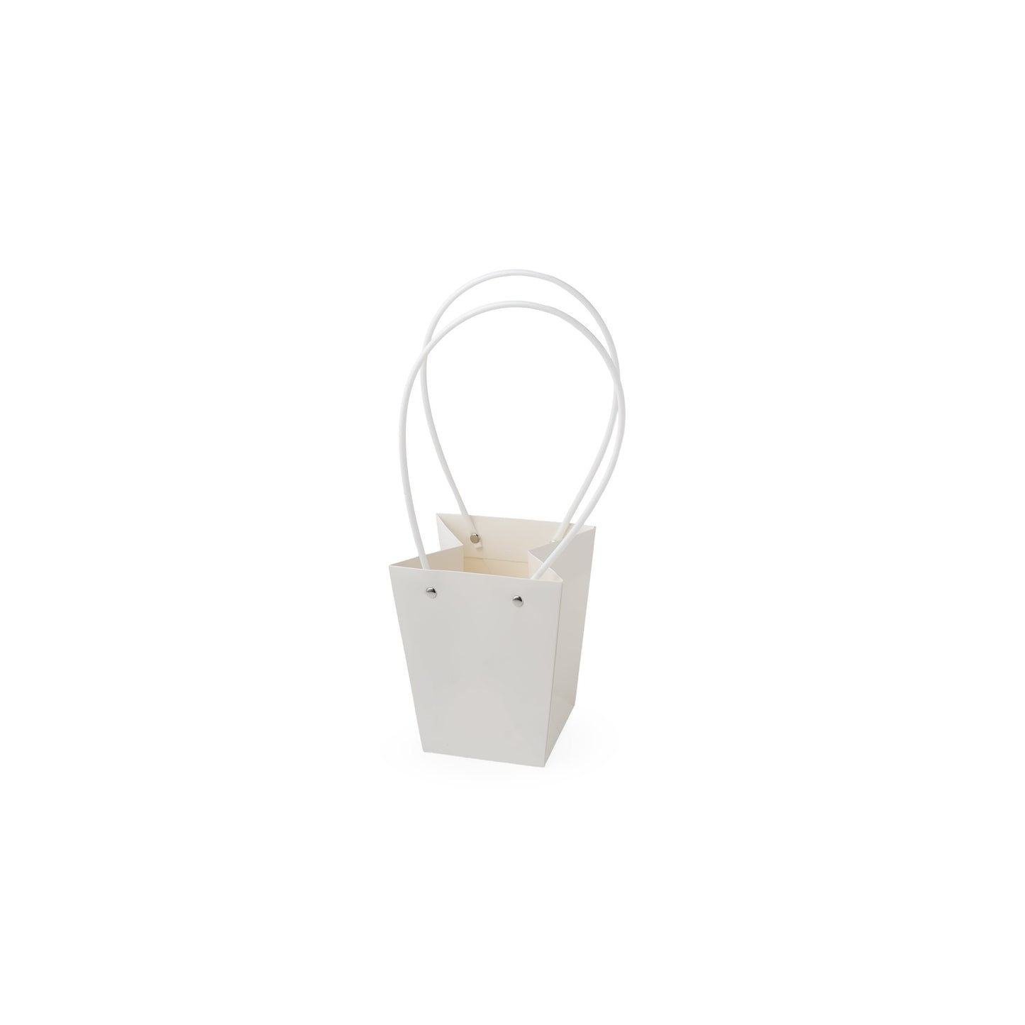 Sacs en carton  Blanc avec anse PVC,   13cm x 9,5cm x 15,5cm