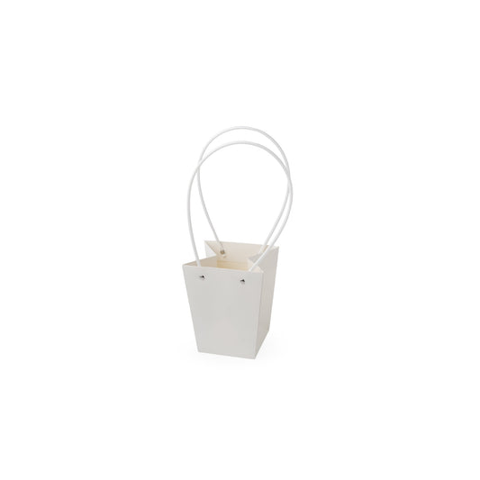 Sacs en carton  Blanc avec anse PVC,   13cm x 9,5cm x 15,5cm
