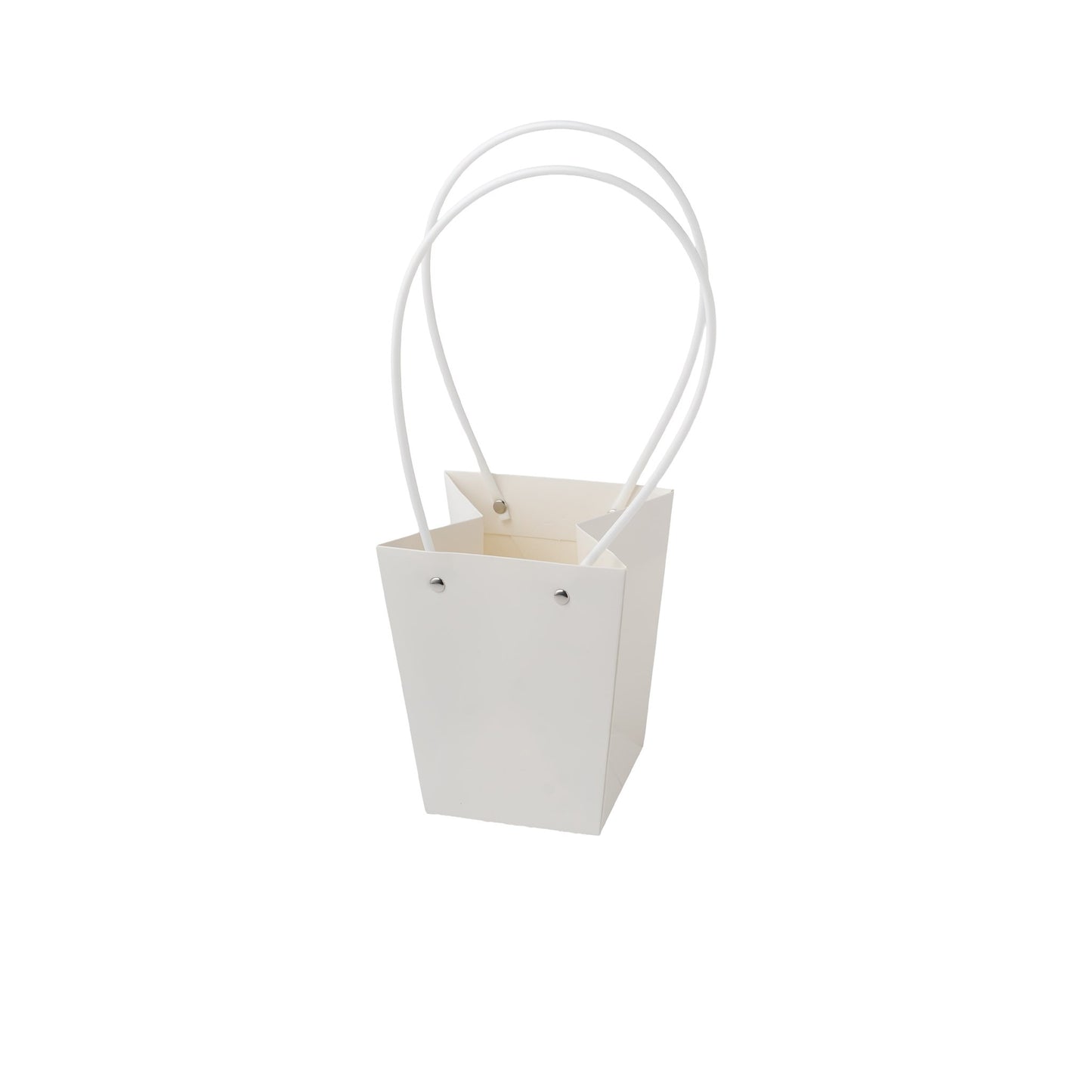Sacs en carton  Blanc avec anse PVC,   13cm x 9,5cm x 15,5cm