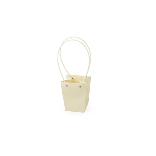 Sacs en carton  Jaune avec anse PVC,   13cm x 9,5cm x 15,5cm