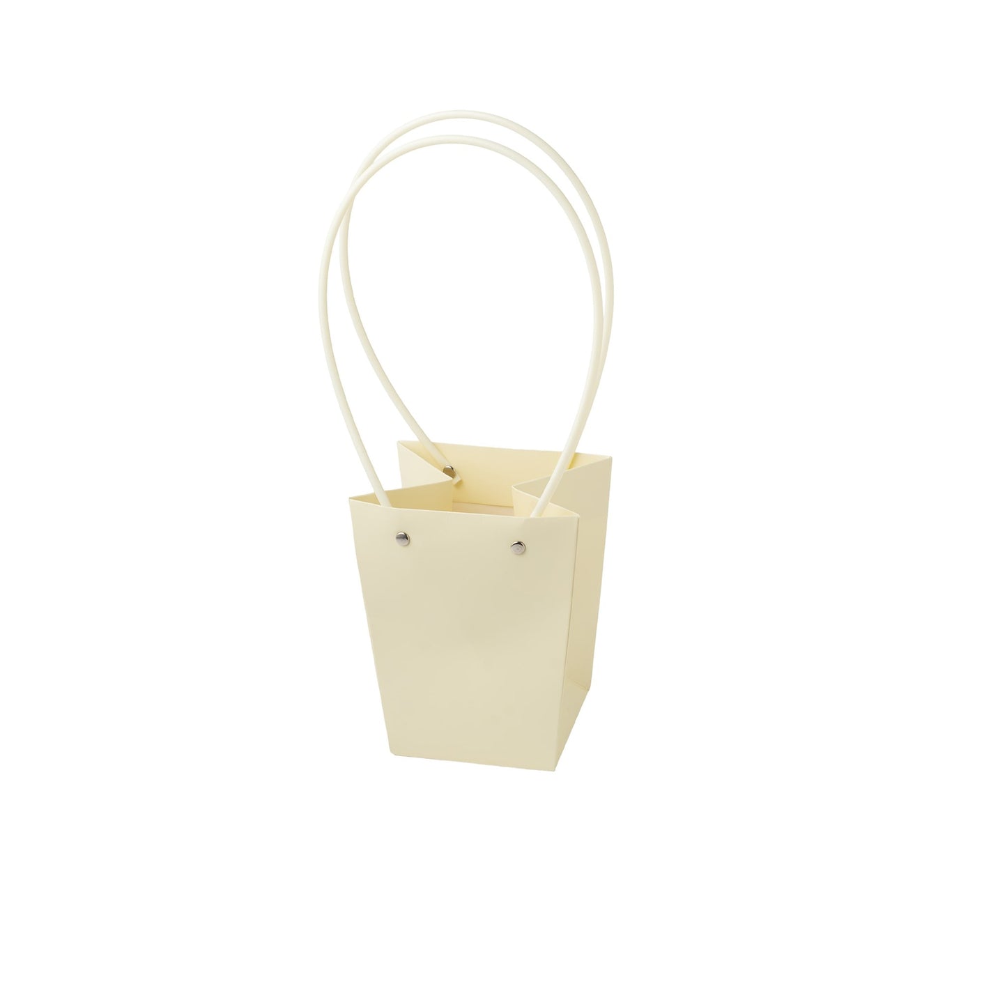 Sacs en carton  Jaune avec anse PVC,   13cm x 9,5cm x 15,5cm