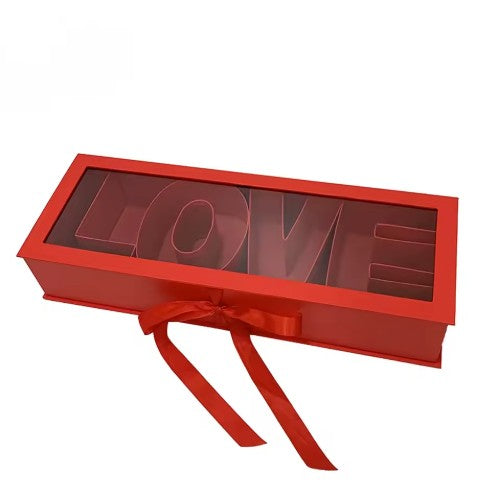 Boite rouge rectangle écriture LOVE 56x2x10cm