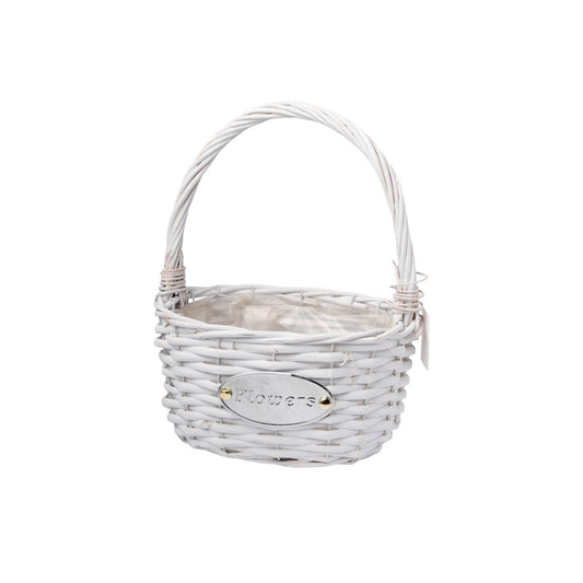 Panier blanc tresse 24x13x18cm