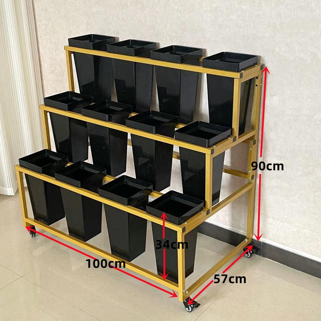 Presentoirs de fleurs structure Or + avec 12 supports noir bouquet 100x57x90 cm