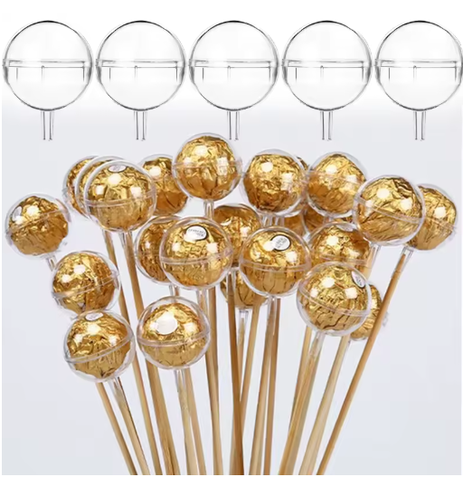 Boule ronde en plexi pour chocolat + tige