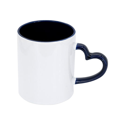 Mug intérieur et  poignée cœur bleu marine AAA - 11oz