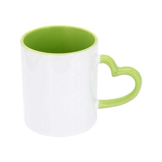 Mug interieur et  poignee coeur vert anis AAA - 11oz