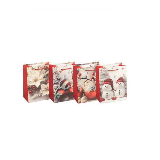 Sacs Luxe poignees cordelettes a motifs Noel 26x12x32cm