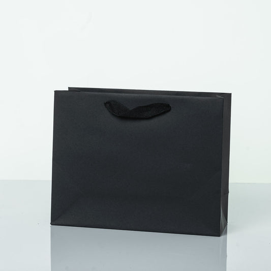 Sacs Luxe Kraft Noir avec poignee cordelette 25,4x20x9,5cm